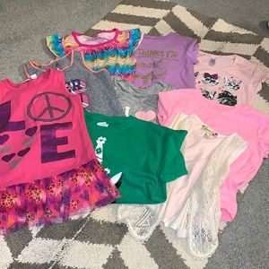 Lot of girls shirts, tank tops, nightgown size 7/8